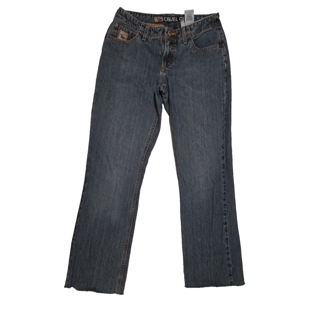 Cruel Girl Distressed‎ Jeans 7 Long 31" Inseam 8 Inch Rise 32" Waist Frayed BTM